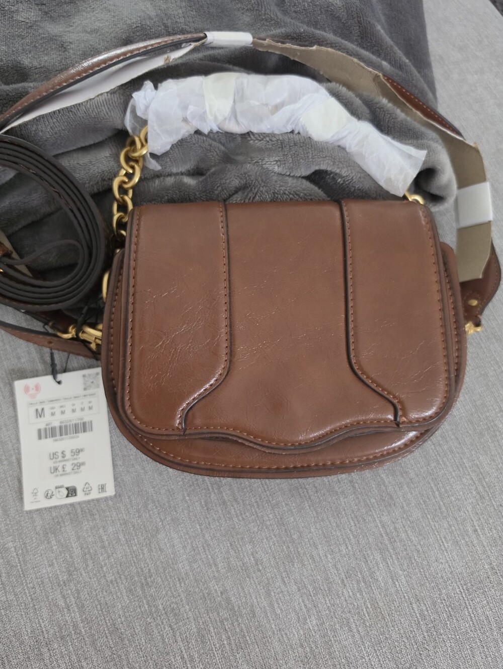 Brown Leather Crossbody Saddle Bag Zara